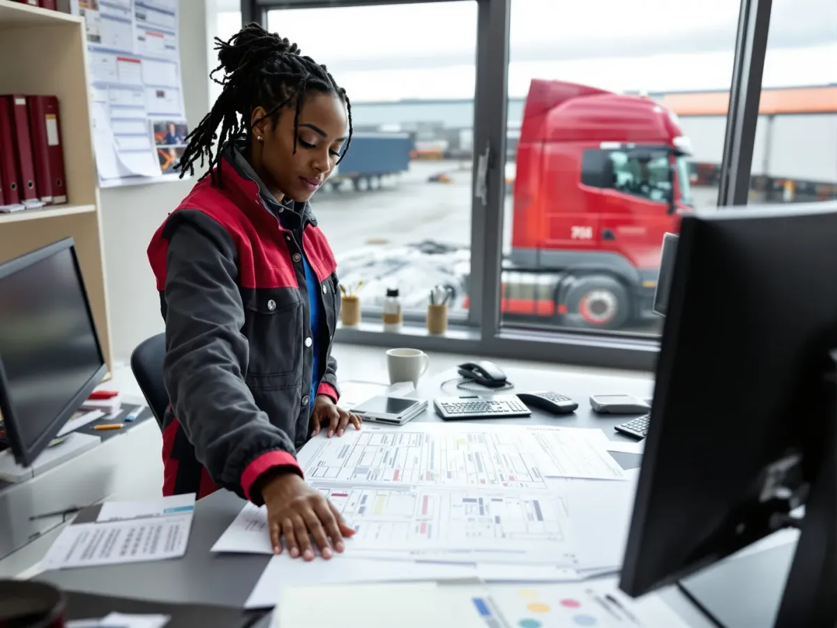 A transport planner working through the day’s printed plan at the planning desk
