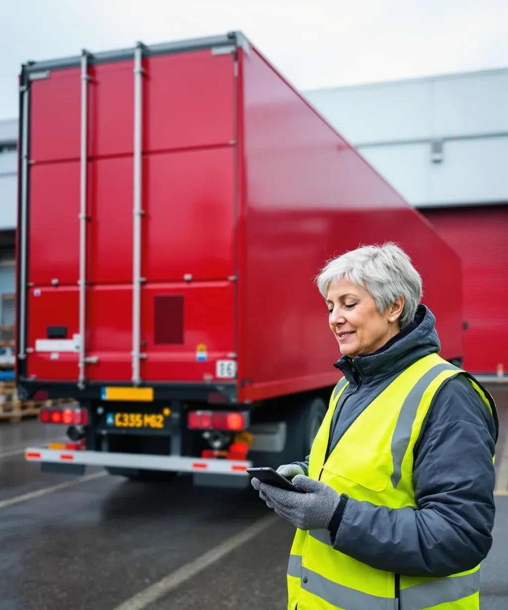 An HGV driver checking a chilled load at a refrigerated distribution centre bay